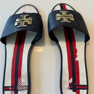 Tory Burch Navy and Gold Flats